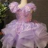 Purple Knee length sleeveless floral girl dress - perfect for spring and summer weddings