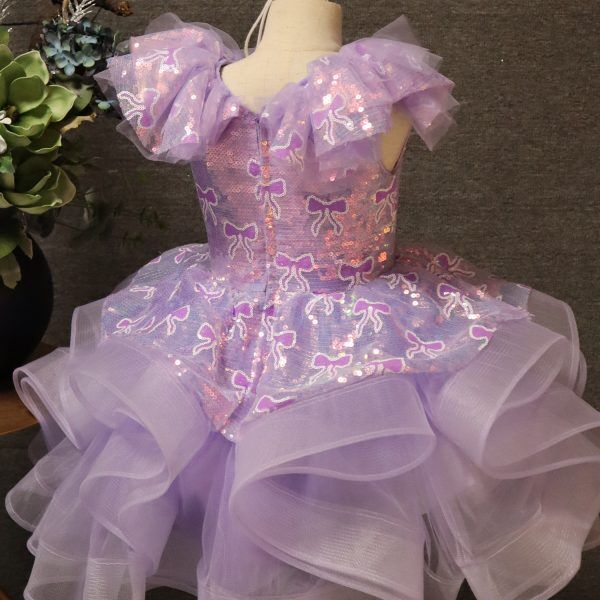 Purple Knee length sleeveless floral girl dress - perfect for spring and summer weddings