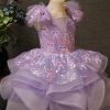 Purple Knee length sleeveless floral girl dress - perfect for spring and summer weddings