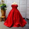 Four-color satin one-shoulder round-neck long floral children's dress, birthday party dress